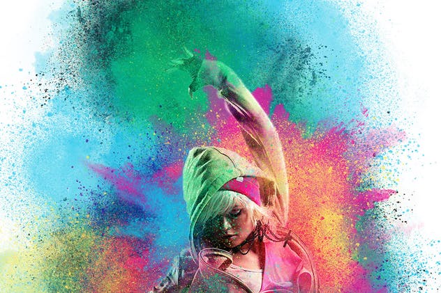 炫彩粉末喷溅特效PS动作 Color Dust Photoshop Action插图(1)