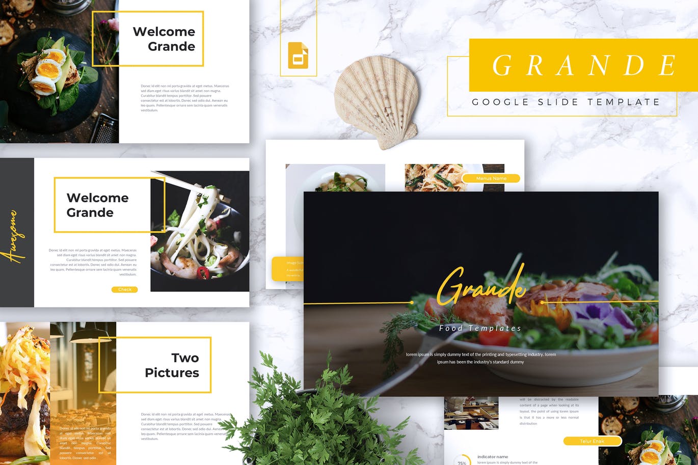 时尚高端美食高端餐厅餐饮食品食物Google Slide谷歌幻灯片演示模板（pptx）插图