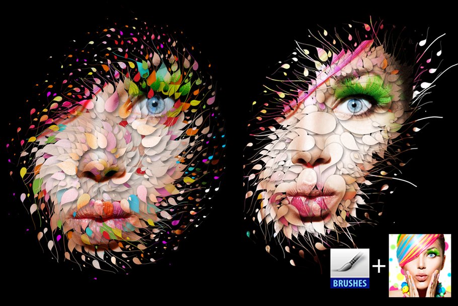 抽象化人脸照片处理 PS 动作 Displacement – Ps Actions插图(1)