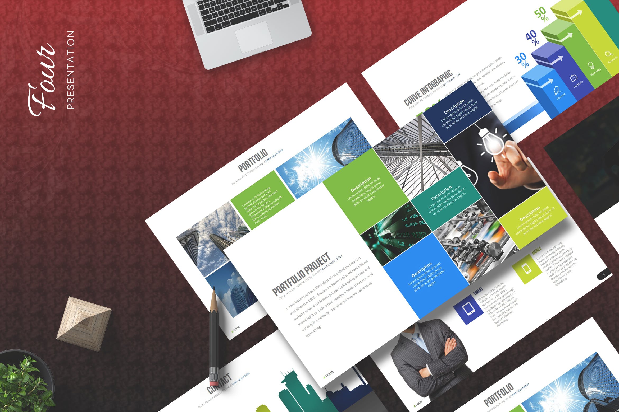 商务主题/创意项目介绍谷歌幻灯片设计模板 Four – Google Slides插图