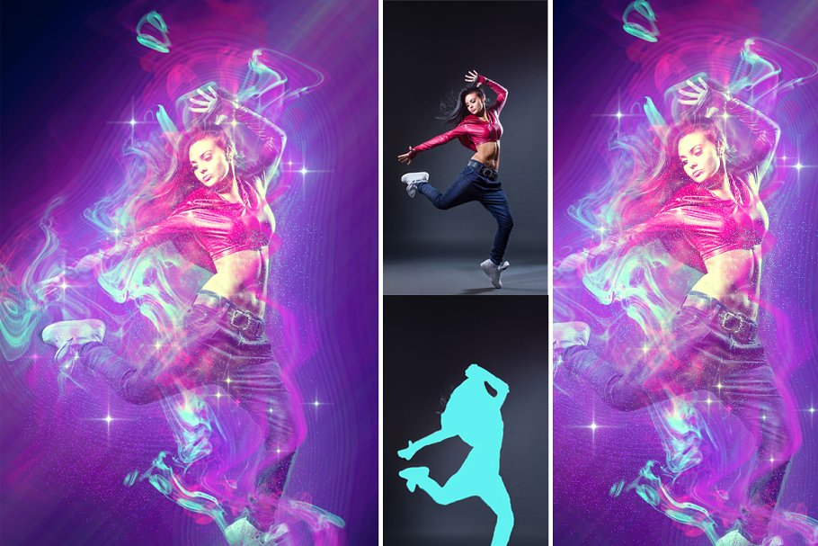 运动能量彩墨特效Photoshop动作 Energy Photoshop Action插图