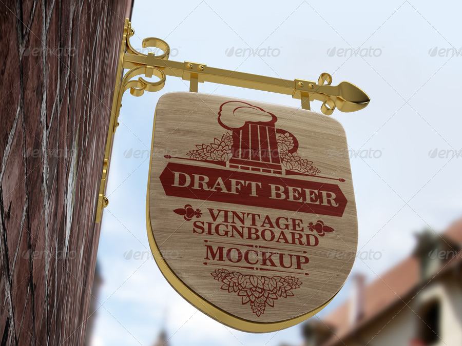 复古招牌盾牌样机 Vintage Signboard Shield Mock-Up插图(4)