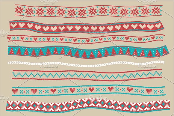 编结物矢量图案AI笔刷&纹理 Knitting vector brushes & patterns插图(1)