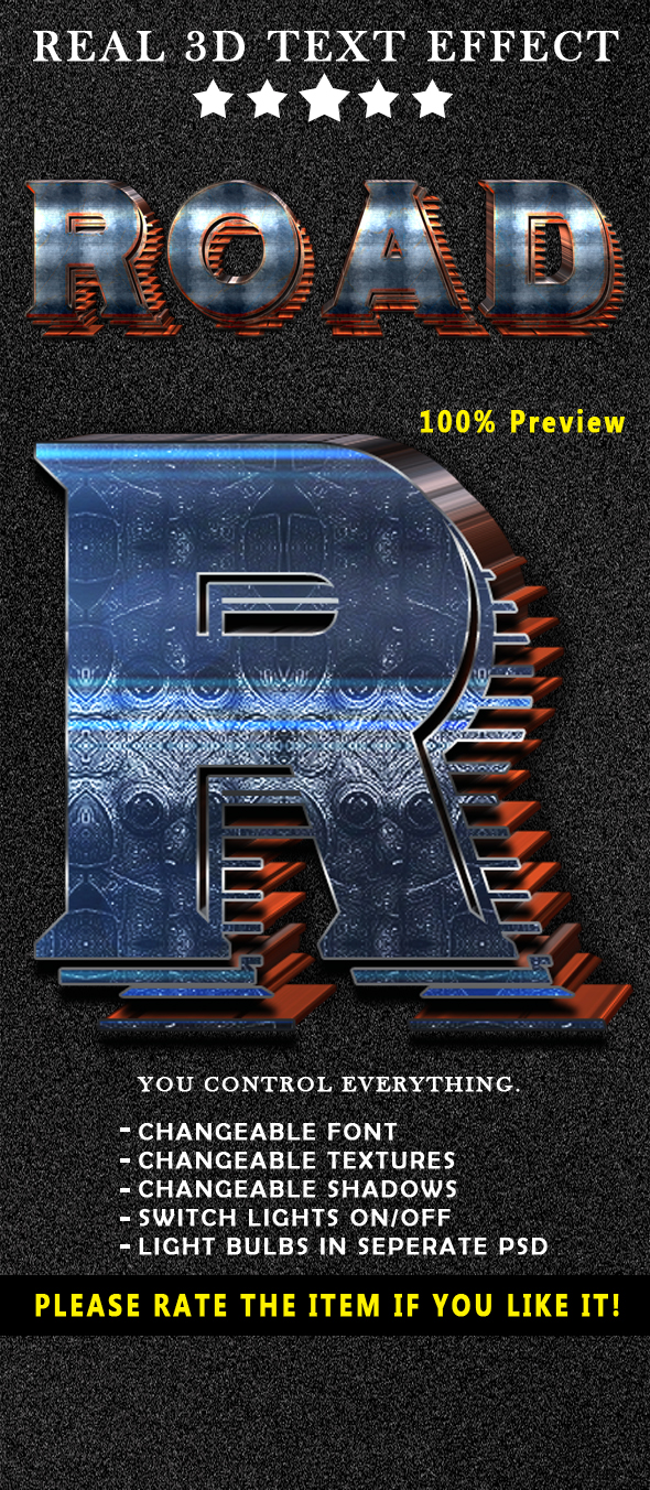 真实3D文字效果的PS图层样式下载 Real 3D Text Effects [psd]插图