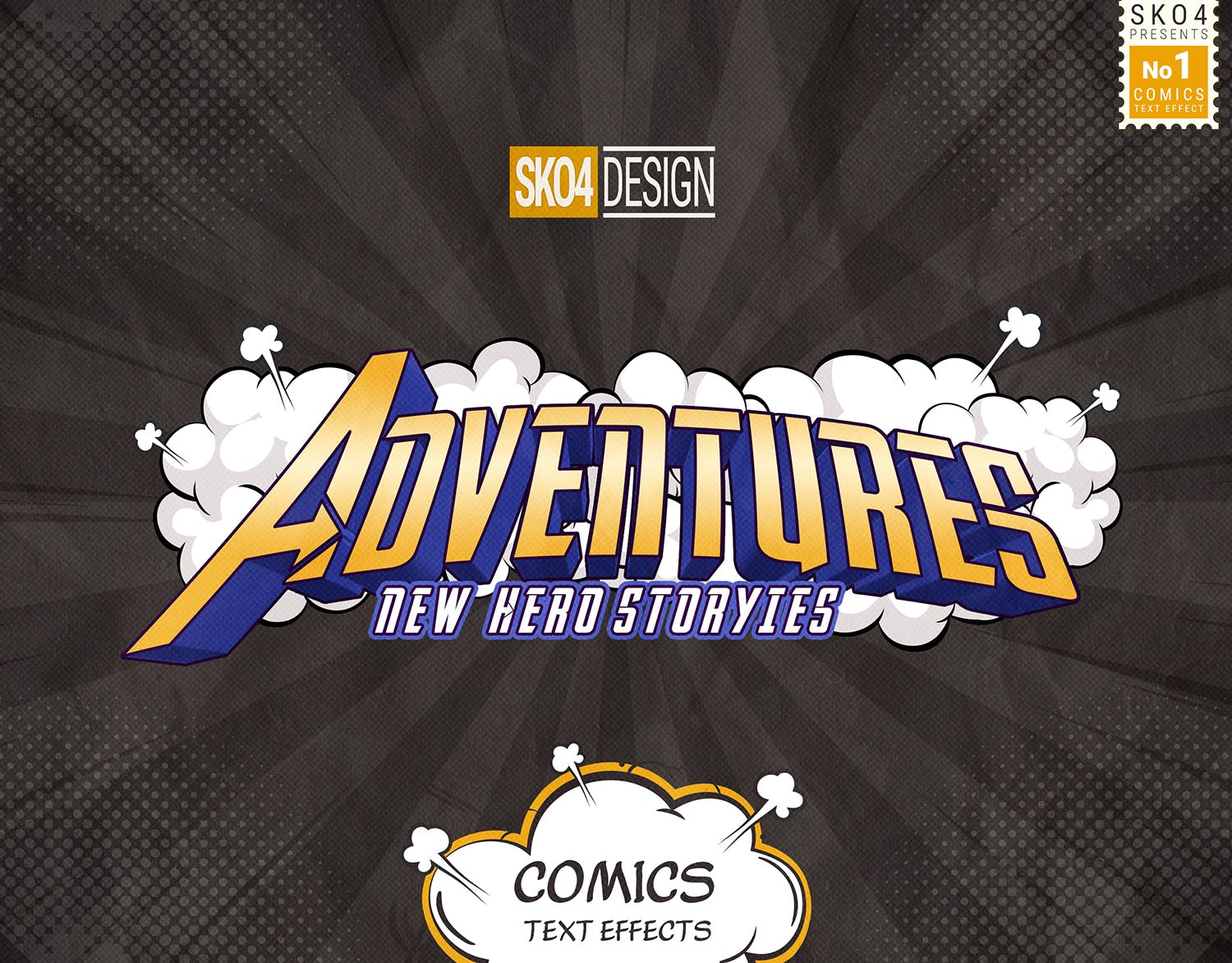 3D复古动漫卡通封面字体设计样式PSD图层样式 Comics Text Effects插图(9)