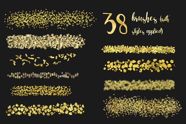 金漆闪闪图层样式、PS笔刷&纹理合集(2) Golden Era for Adobe Photoshop插图(7)