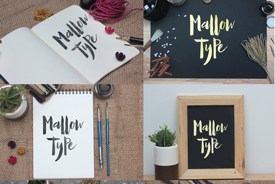 手写英文字体、笔刷&矢量图形 Mallow Typeface & EXTRA Mockup插图(4)