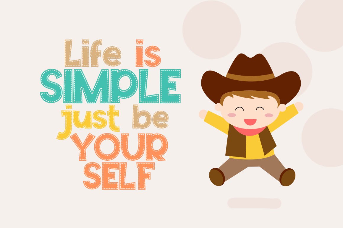 可爱缝线设计风格英文无衬线装饰字体 Yehaa!插图(2)