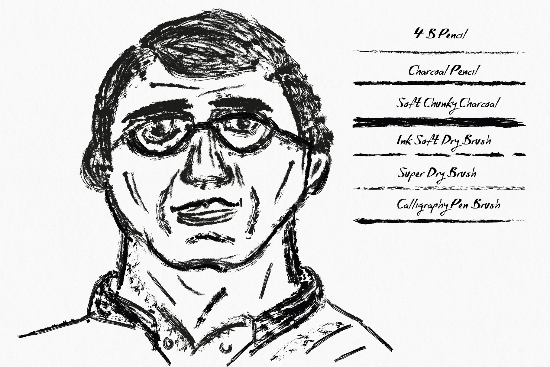 76款铅笔素描笔画AI笔刷 Sketchbook Brushes for Illustrator插图(6)