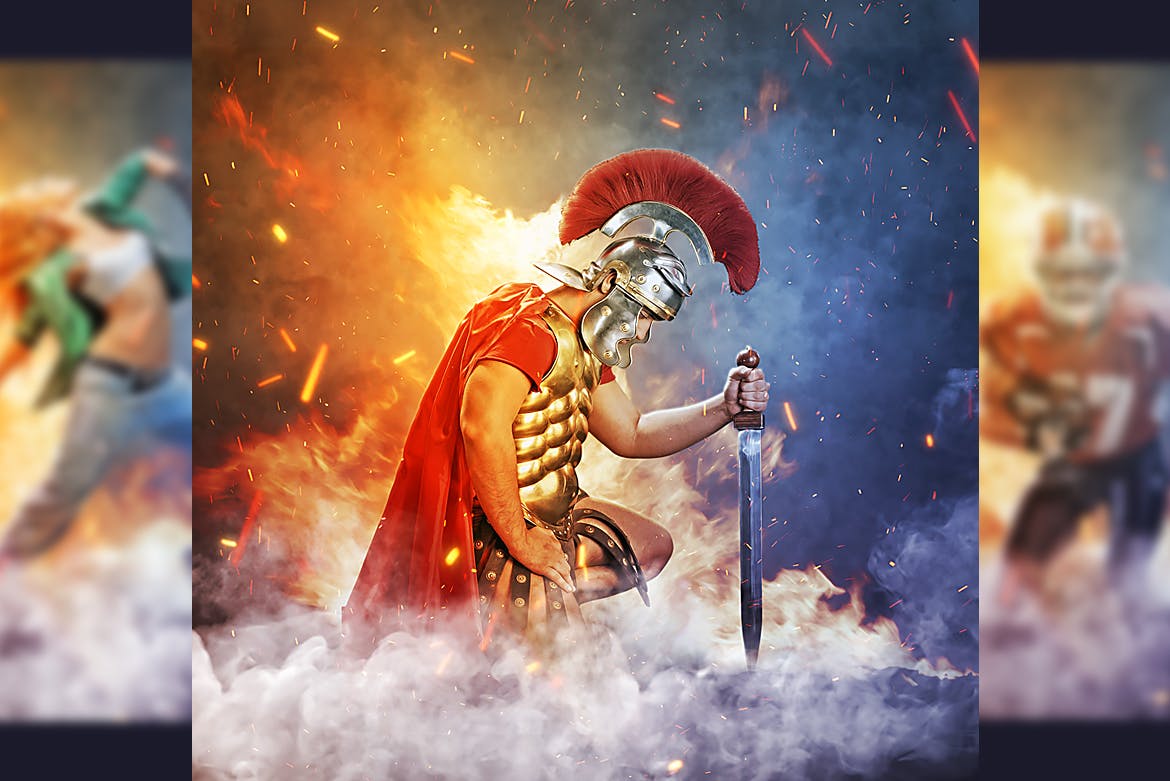 游戏运动人物摄影火焰烟雾效果PS动作 Champions Photoshop Action插图(4)