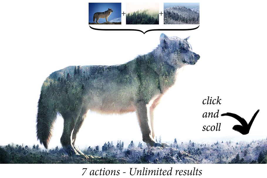 经典双重曝光照片效果处理PS动作 Multiple Exposure插图(1)