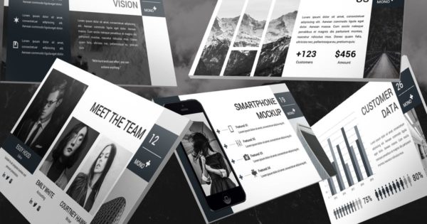 现代单色设计企业Lookbook风格素材库精选Keynote模板模板 Mono – Lookbook Keynote Template