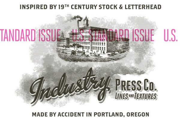 复古压纹印刷效果PS笔刷 IndustryPress – Lines &amp; Textures