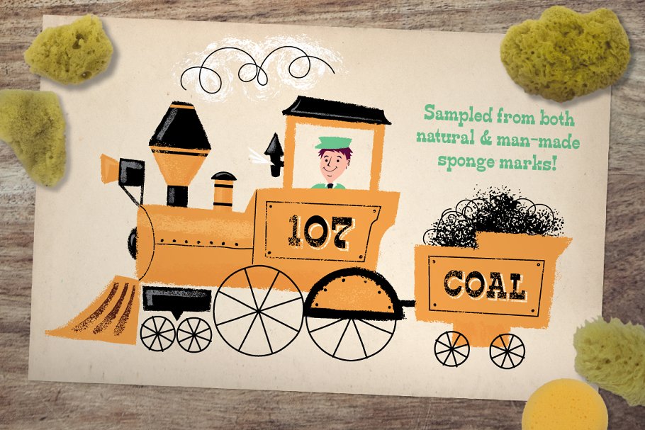 海绵刷笔画效果AI笔刷 Sponge Brushes插图(1)