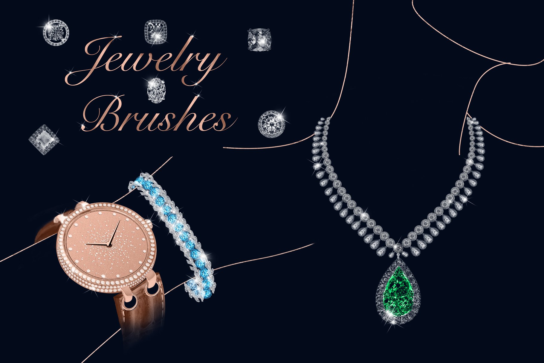 52个珠宝PS动态画笔 Jewelry Dynamic Brushes插图(1)