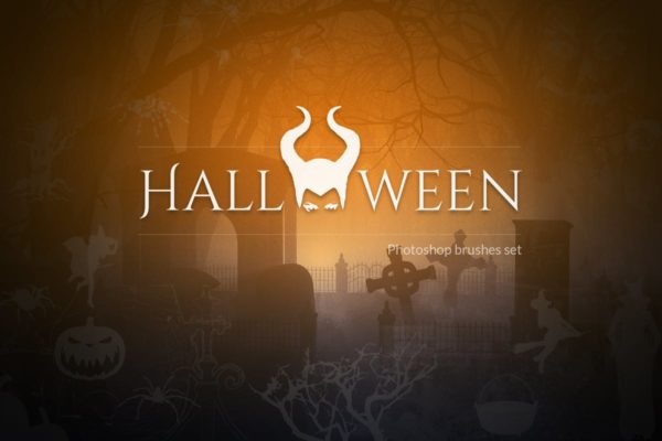 万圣节主题气氛营造PS图案画笔笔刷 Devilishly Cool Halloween PSD Brushes