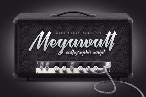 飘逸连笔英文草书字体 Megawatt script &amp; mockup