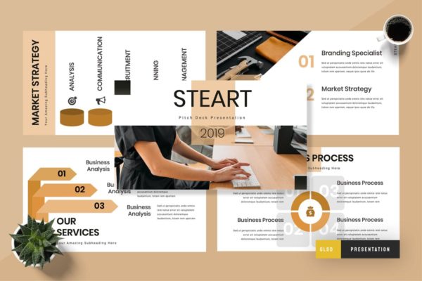 时尚多用途Google幻灯片演示模板 Steart – Pitch Deck Google Slides Presentation