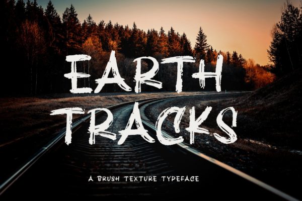 干笔刷纹理英文手写字体素材库精选装饰字体素材库精选 Earth Tracks – Brush Texture Font