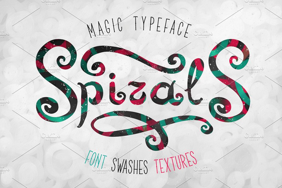 手写装饰字体&抽象背景 Spirals script & abstract background插图