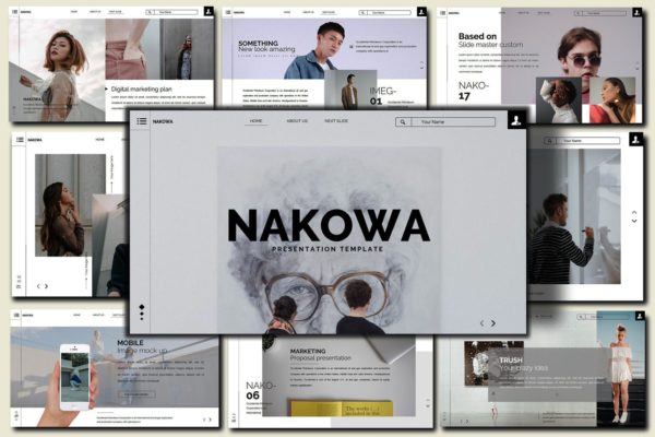 极简主义作品集展示PPT幻灯片设计模板 Nakowa Minimal – Powerpoint