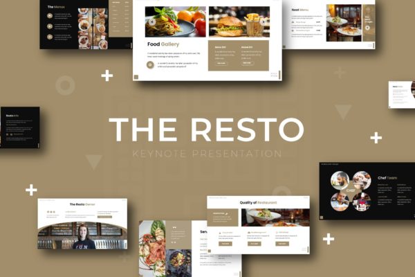 餐饮公司/业务介绍素材库精选Keynote模板模板 Our Resto – Keynote Template