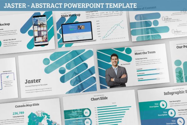 互联网科技公司业务介绍PPT幻灯片模板 Jaster – Abstract Powerpoint Template