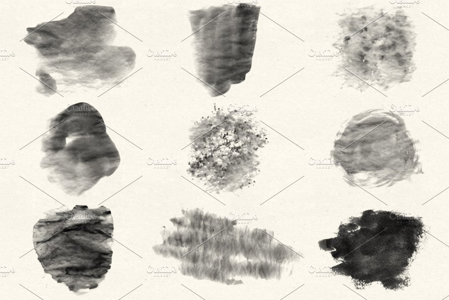 18款高分辨率水彩纹理PS笔刷 Mixed Art Brush Pack 1插图(2)