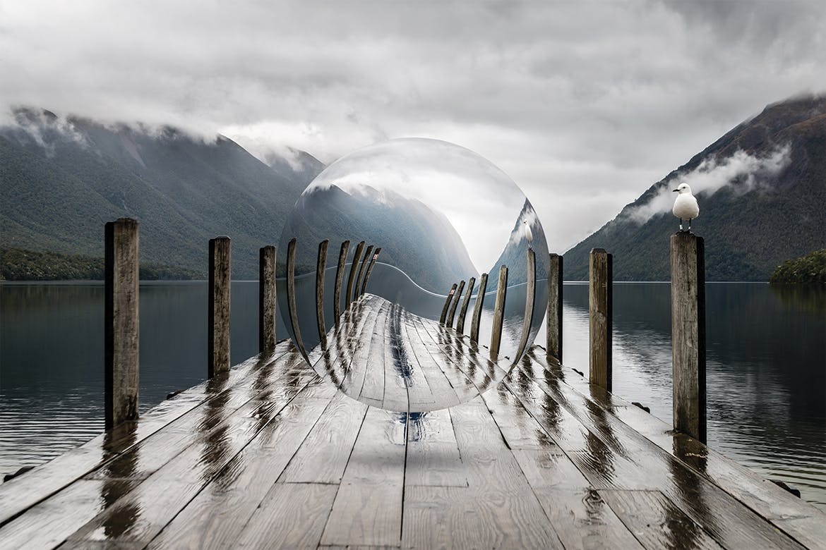 圆形扭曲效果照片特效PSD模板 Photo Sphere Mockup插图(1)