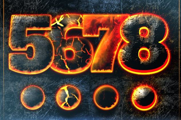 震撼熔岩火焰特效PS图层样式 Hot Lava & Fire Photoshop Layer Styles插图(4)