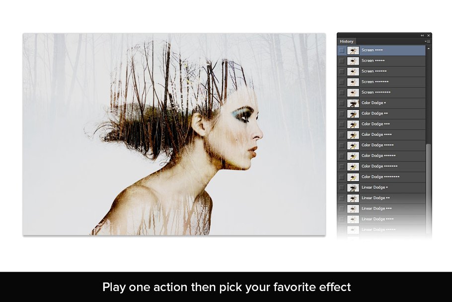 双重曝光人物照片特效PS动作 Double Exposure Kit插图(2)