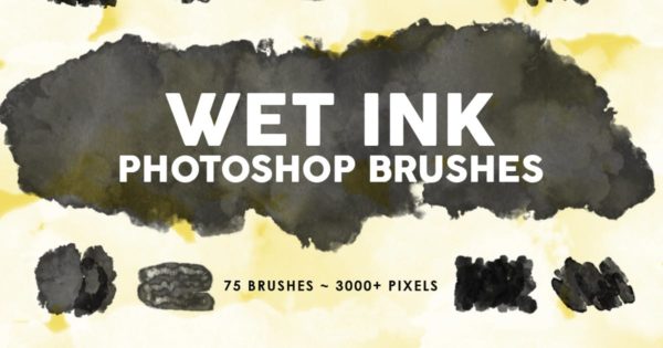 75个墨水肌理纹理PS印章笔刷素材合集 75 Wet Ink Photoshop Stamp Brushes