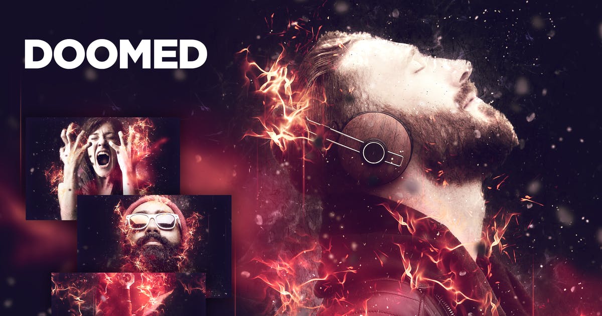 逼真火焰燃烧效果照片处理PS动作 Doomed Photoshop Action CS4+插图