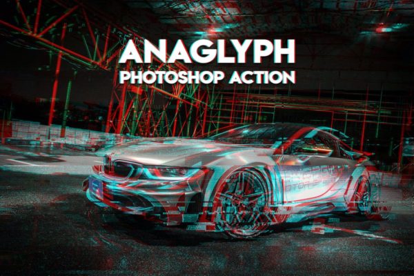 浮雕装饰梦幻线条海报照片特效PS动作 Anaglyph Photoshop Action