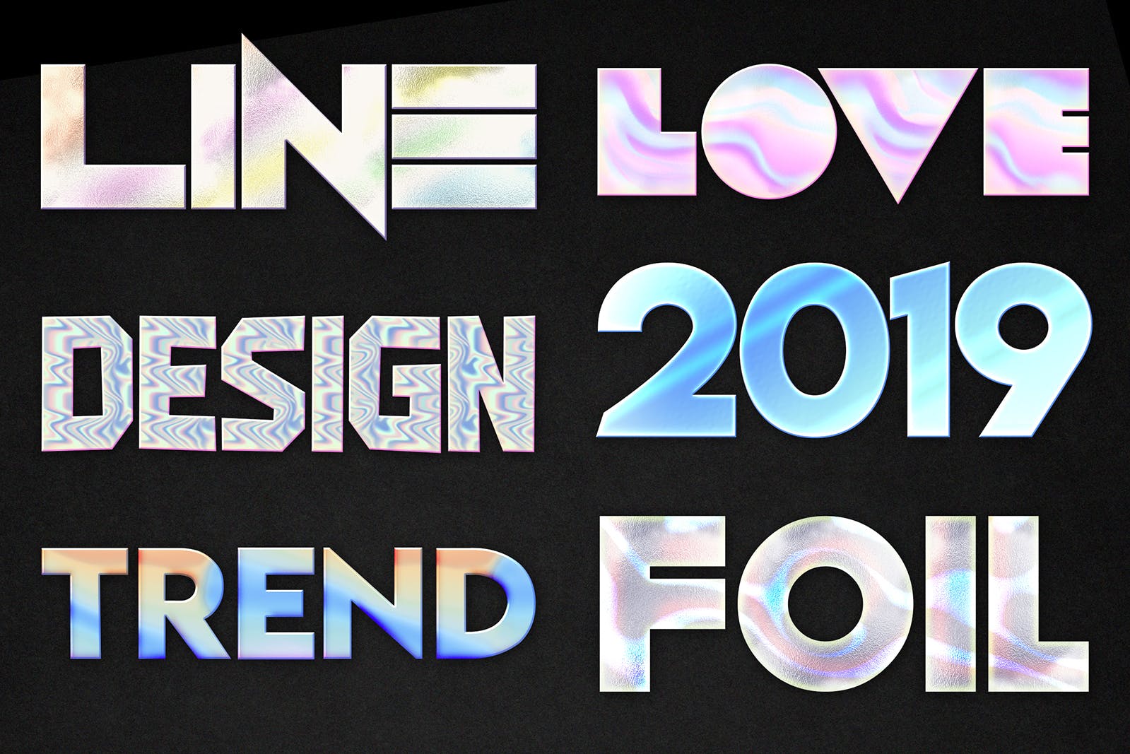 全息彩色渐变镭射纹理PS字体样式 Holographic Photoshop Layer Styles插图(3)