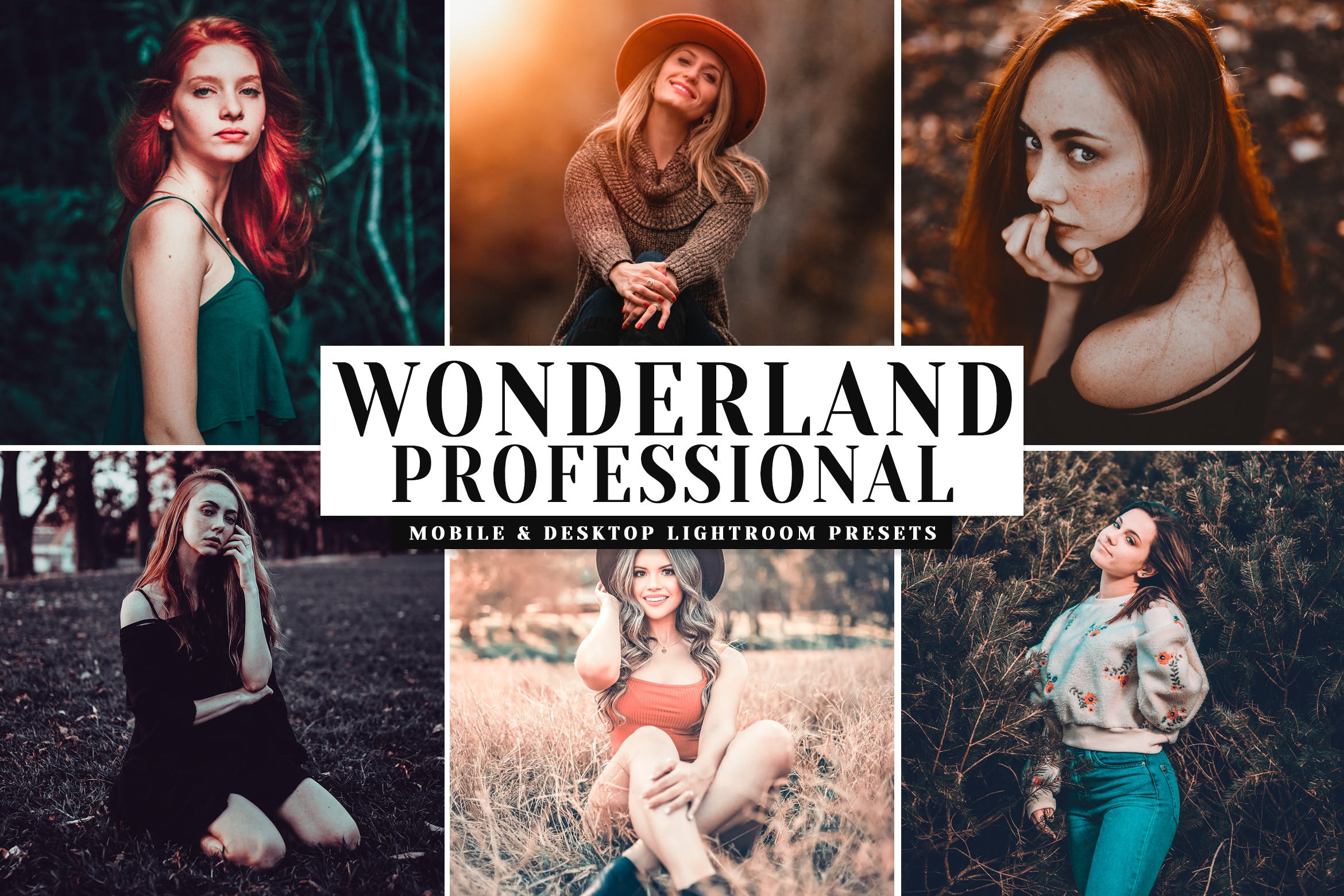人像摄影照片后期处理华丽调色滤镜LR预设 Wonderland Pro Mobile & Desktop Lightroom Presets插图