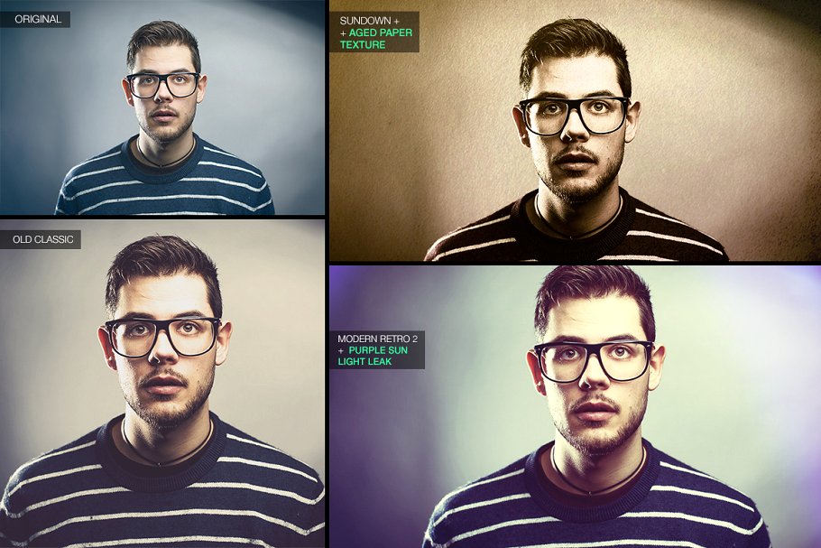 25款复古纹理特效及漏光光效PS动作效果分享插图(1)