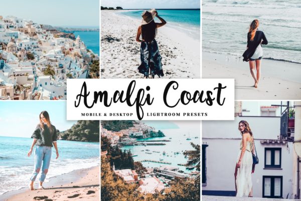 沙滩海景摄影后期处理LR调色预设 Amalfi Coast Mobile &amp; Desktop Lightroom Presets