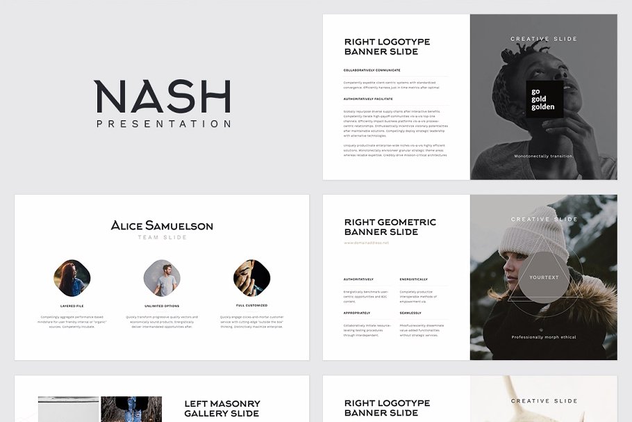 适合时尚行业的 Keynote 幻灯片模板 NASH Keynote Presentation Template插图(1)