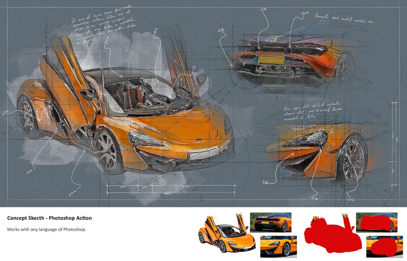 建筑工程设计素描效果图一键生成PS动作 Concept Sketch – Photoshop Action插图(7)