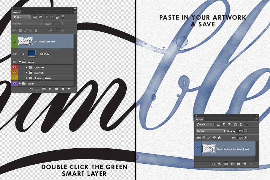 即时水墨效果字体插画图层样式 Inkwell – Instant Ink Effects插图(1)
