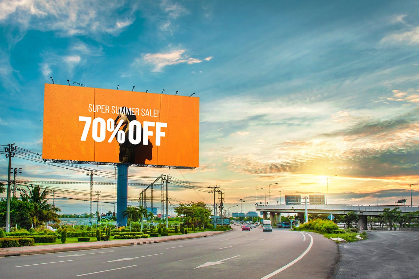 户外公路大型广告牌广告设计展示效果图样机 Advertising Billboard Mockup插图(2)