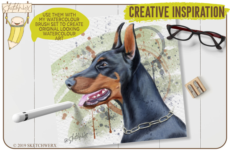 创意Procreate专用画笔素材-水彩戒指和滴水印章插图(1)