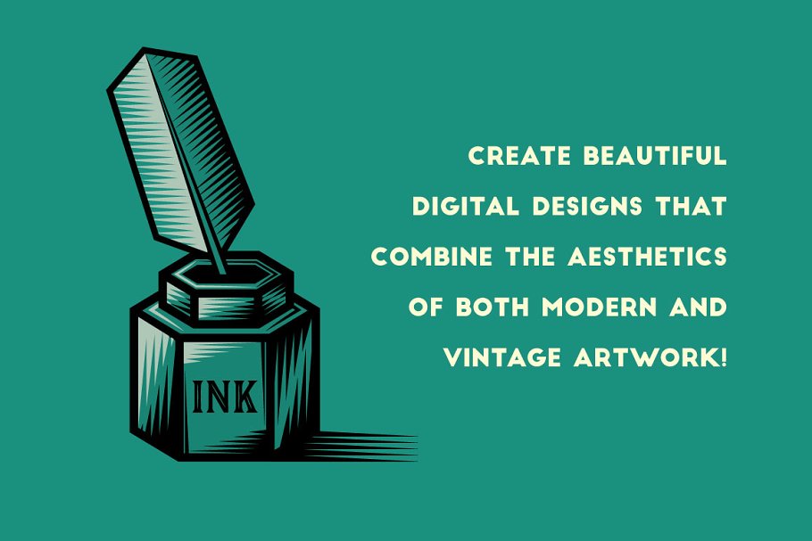 现代木刻纹理AI笔刷 Modern Woodcut Brushes插图(1)