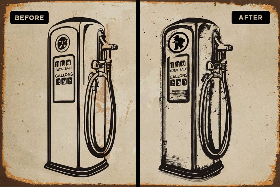 燃料汽油污垢AI笔刷 Fuel Station | Vector Grime Brushes插图(1)
