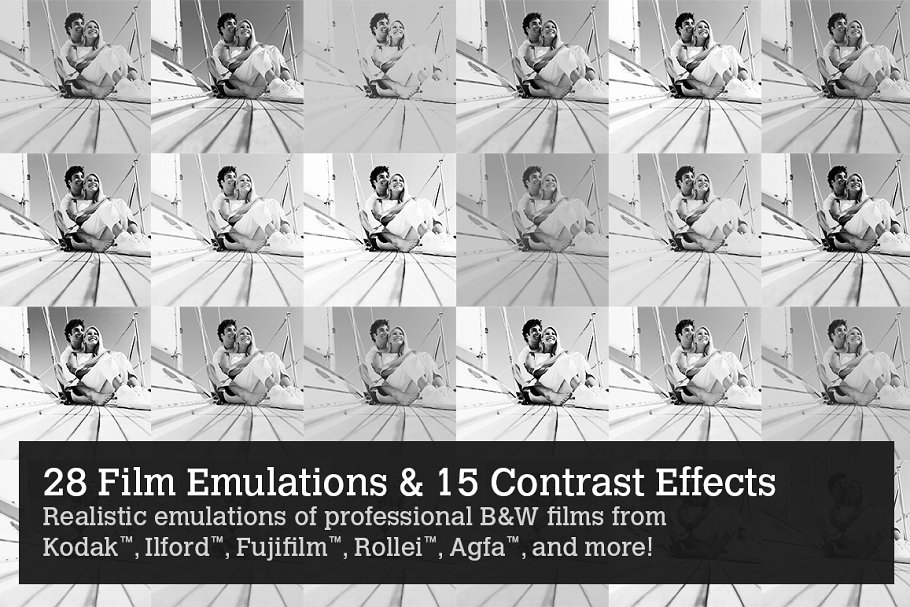 28款B&W黑白电影胶片效果PS动作合集 Silver – 28 Real B&W Film Emulations插图(1)