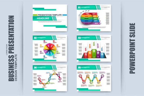 多功能 PowerPoint&amp;Keynote 幻灯片矢量设计模板 Set Of Presentation Slide PowerPoint