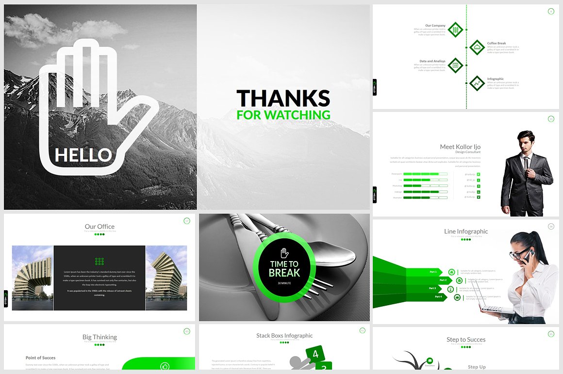 极简，优雅，深色调且可伸缩的多用途PPT模板插图(2)