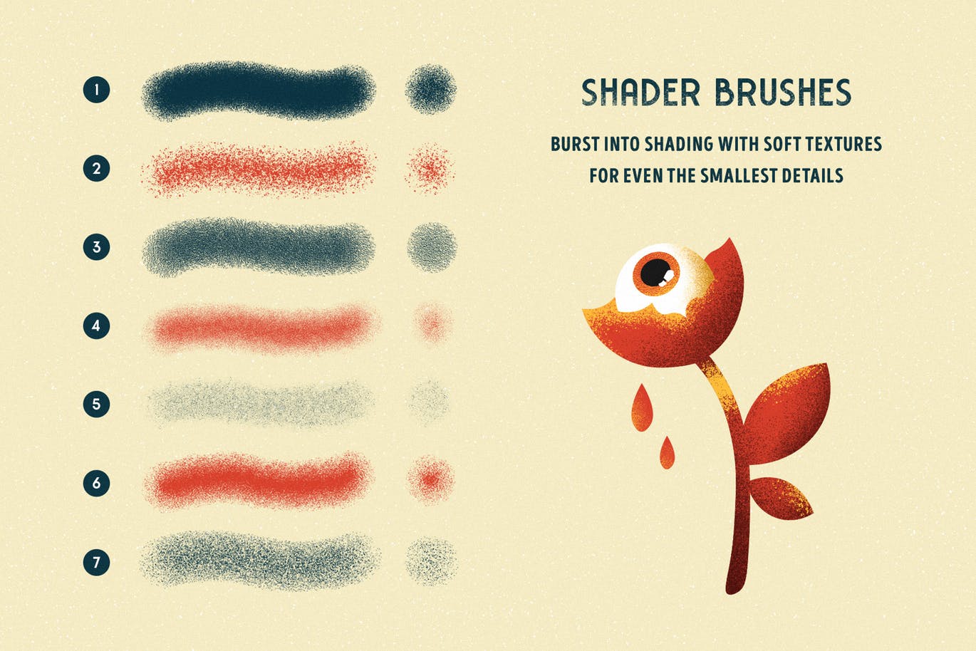 平板电脑手绘创造散点阴影效果处理Procreate笔刷下载 Shader Brushes for Procreate插图(1)