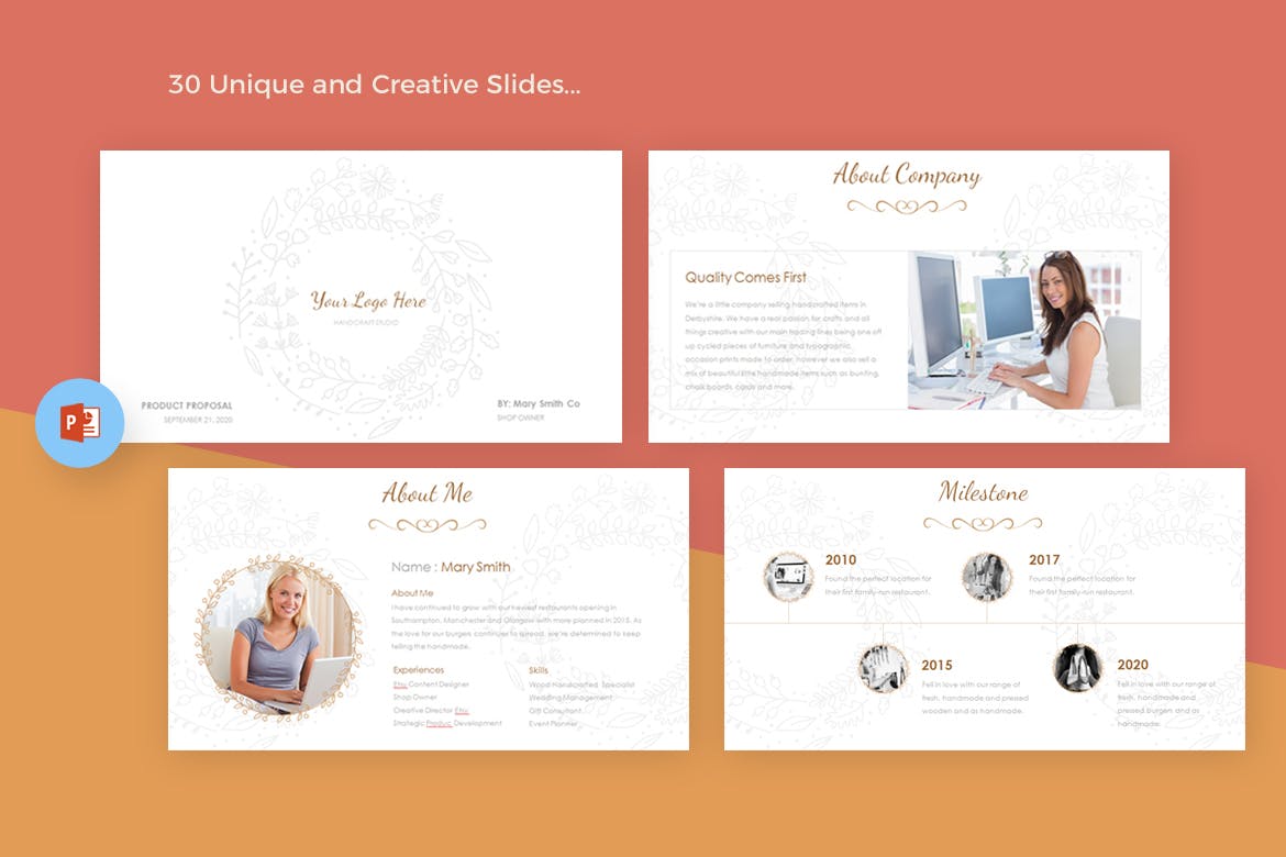 时尚简约欧式土豪金风格的powerpoint幻灯片演示模板（pptx）插图(2)